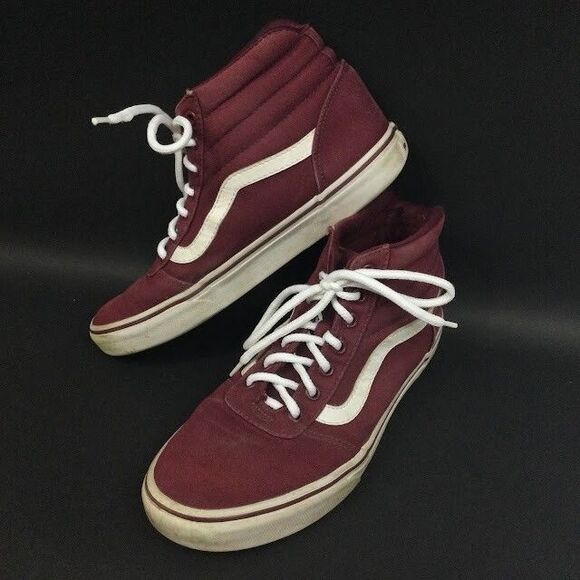 Vans Off The Wall-Womens Sz 8.5-Burgundy Red Suede/Canvas-Mid Skate Shoe- 500714 - Picture 1 of 8